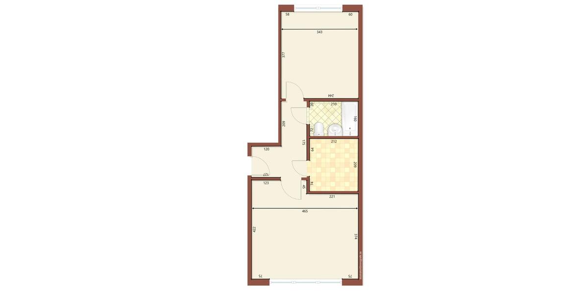 Etagenwohnung Neustrelitz - 2 Zimmer, 46 m&sup2;, 323&euro; | Angebot:18043646