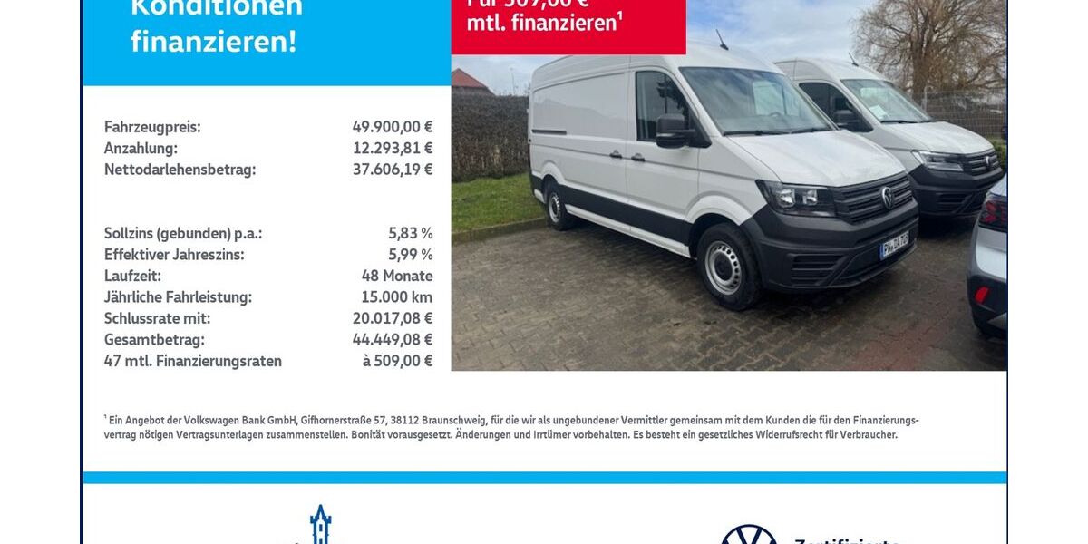 VW Crafter 9.900 km 49.900 &euro; Woldegk 17348