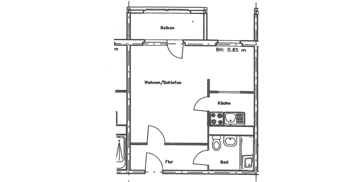 Etagenwohnung Neustrelitz - 1 Zimmer, 35 m&sup2;, 227&euro; | Angebot:19076601