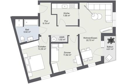 Wohnung Neubrandenburg Carlshöhe - 3 Zimmer, 73 m&sup2;, 438&euro; | Angebot:25714383