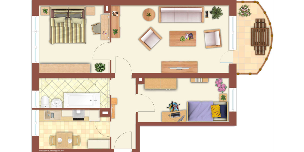 Etagenwohnung Neustrelitz - 3 Zimmer, 62 m&sup2;, 403&euro; | Angebot:22828729