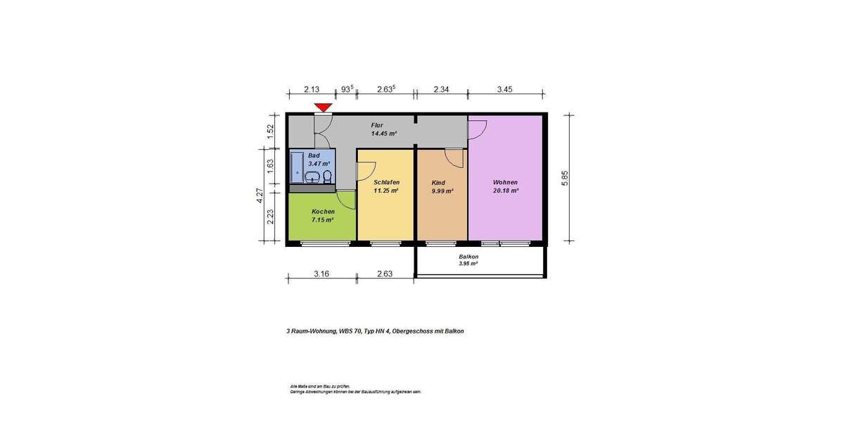 Etagenwohnung Neubrandenburg Südstadt - 3 Zimmer, 70 m&sup2;, 421&euro; | Angebot:26953379