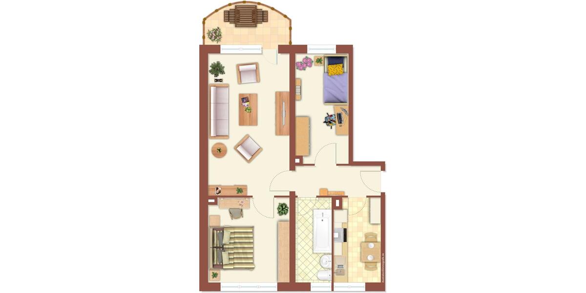 Etagenwohnung Neustrelitz - 3 Zimmer, 60 m&sup2;, 511&euro; | Angebot:23147026