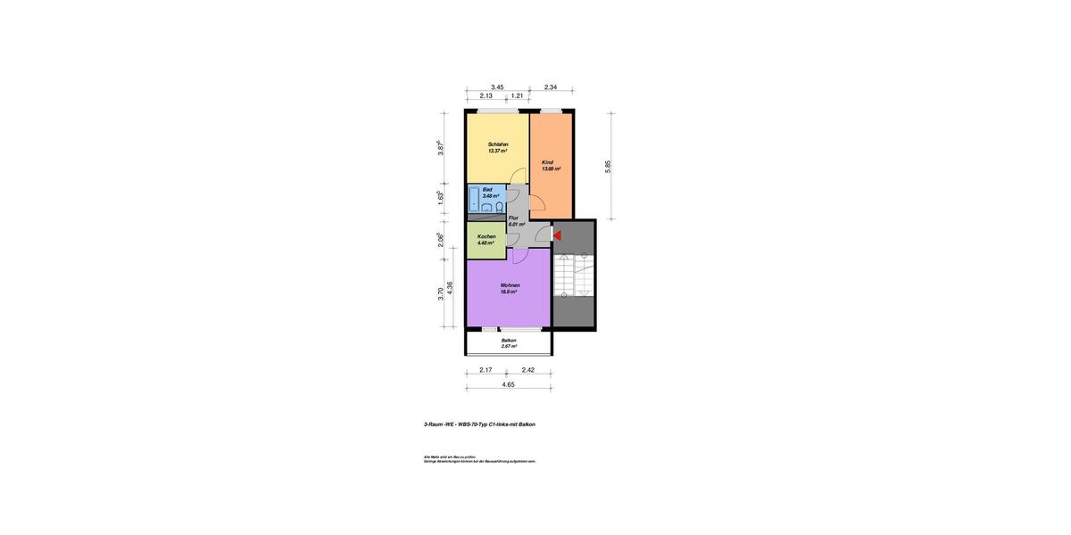 Etagenwohnung Neubrandenburg Datzeberg - 3 Zimmer, 63 m&sup2;, 343&euro; | Angebot:26665775