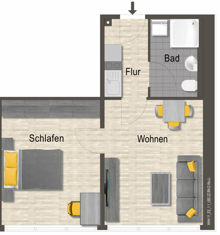 Etagenwohnung Neubrandenburg - 2 Zimmer, 39 m&sup2;, 396&euro; | Angebot:25269395