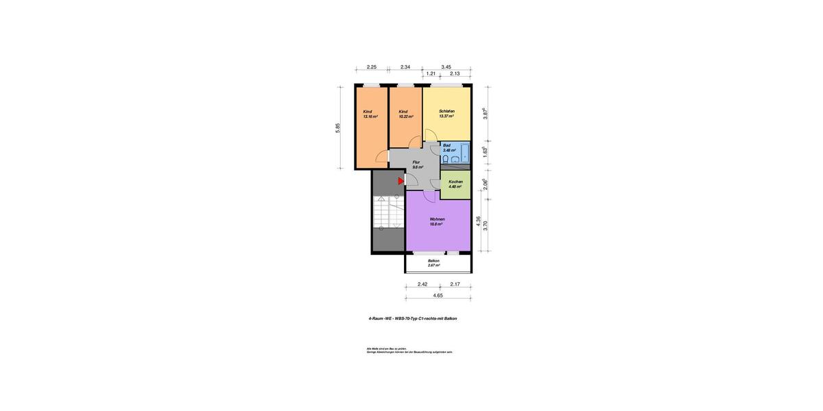 Etagenwohnung Neubrandenburg Datzeberg - 4 Zimmer, 76 m&sup2;, 263&euro; | Angebot:25803267