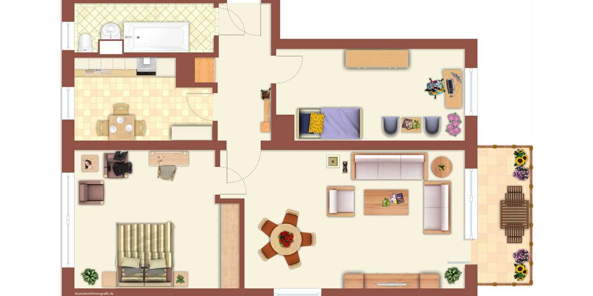 Etagenwohnung Neustrelitz - 3 Zimmer, 59 m&sup2;, 503&euro; | Angebot:23147025