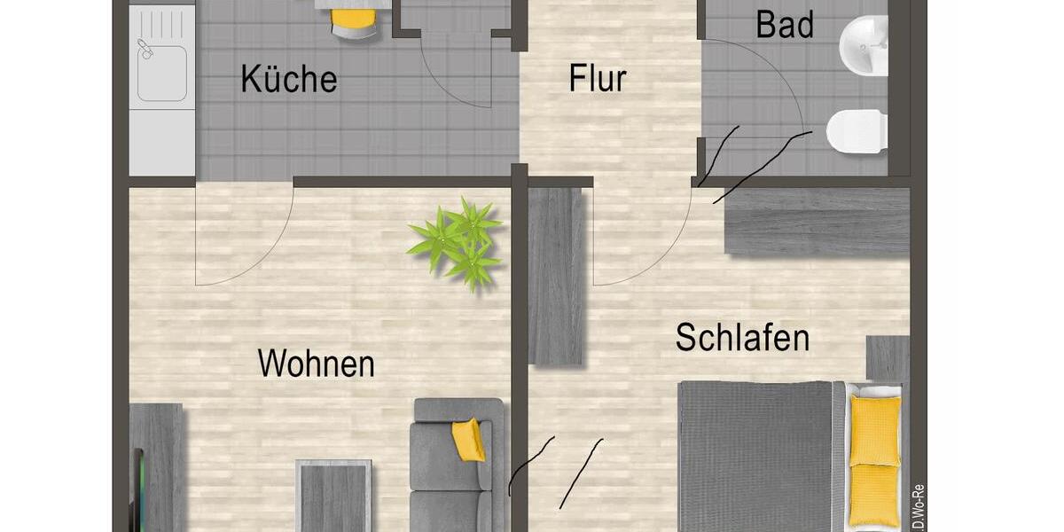 Etagenwohnung Neubrandenburg - 2 Zimmer, 48 m&sup2;, 411&euro; | Angebot:21980423