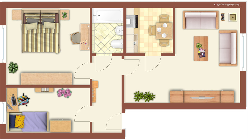 Etagenwohnung Neustrelitz - 3 Zimmer, 62 m&sup2;, 403&euro; | Angebot:22896741