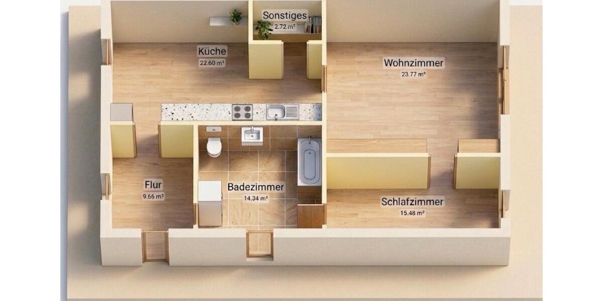 Erdgeschoßwohnung Neubrandenburg Datzeberg - 2 Zimmer, 86 m&sup2;, 530&euro; | Angebot:25974693