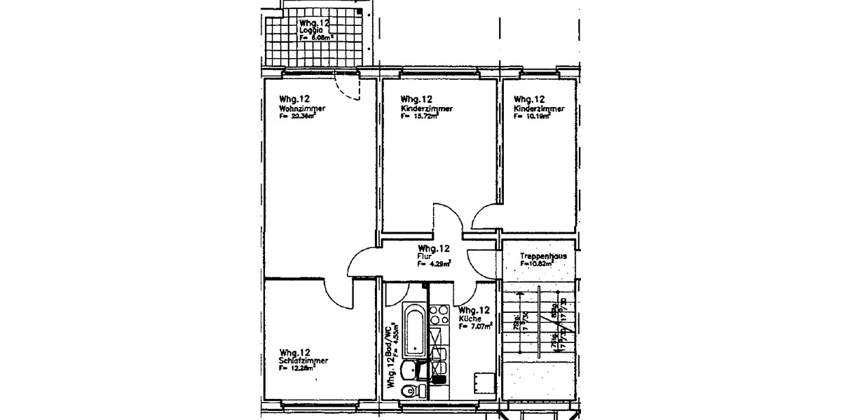 Etagenwohnung Neubrandenburg Carlshöhe - 4 Zimmer, 78 m&sup2;, 457&euro; | Angebot:25750669