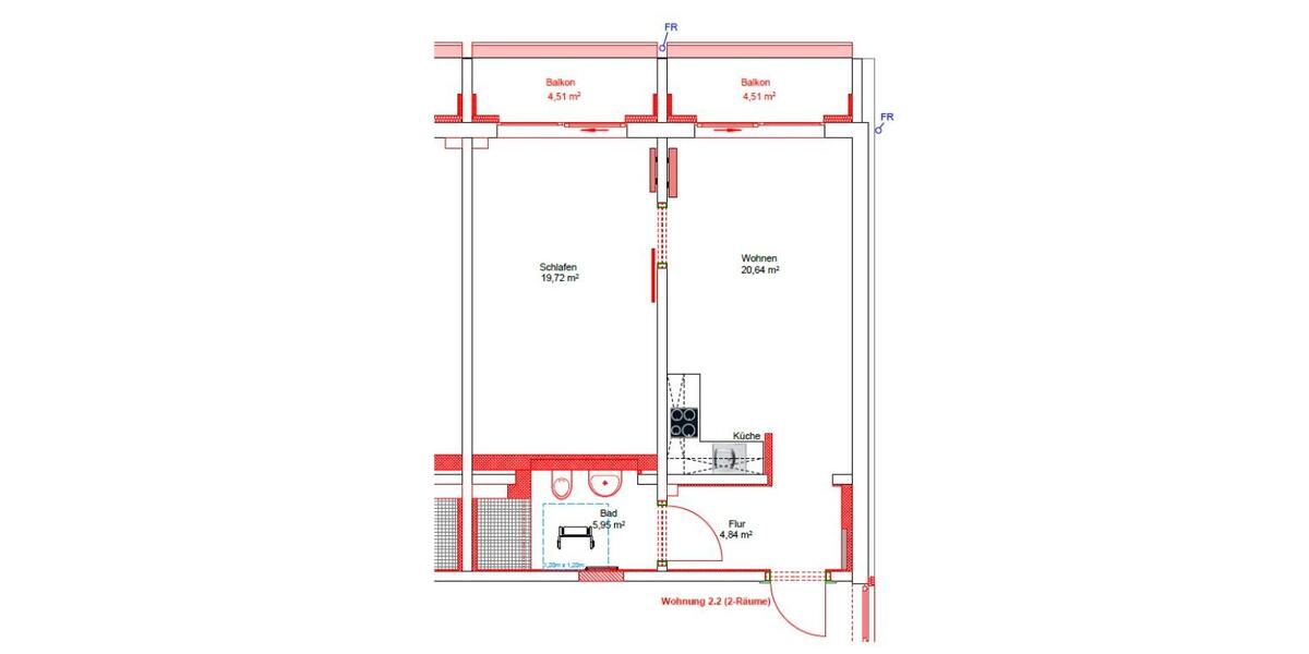 Etagenwohnung Neustrelitz - 2 Zimmer, 53 m&sup2;, 535&euro; | Angebot:25871660