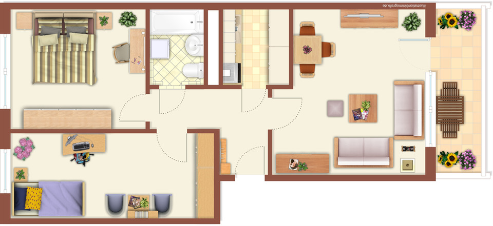 Etagenwohnung Neustrelitz - 3 Zimmer, 63 m&sup2;, 364&euro; | Angebot:25129145