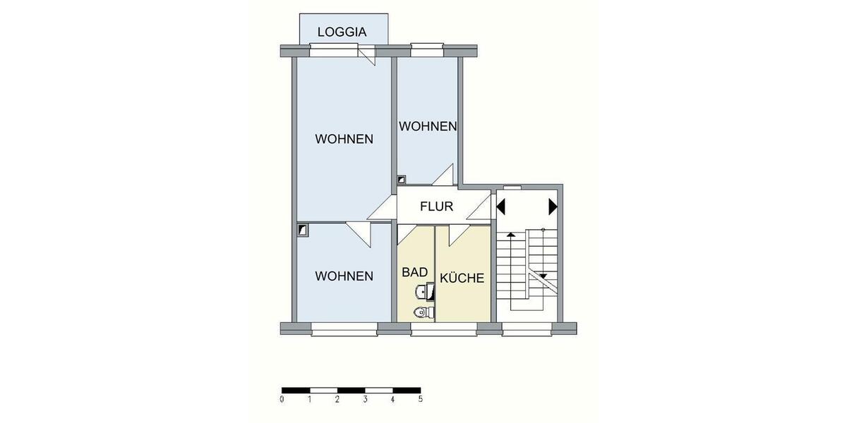 Etagenwohnung Neubrandenburg Datzeberg - 3 Zimmer, 61 m&sup2;, 423&euro; | Angebot:26562936