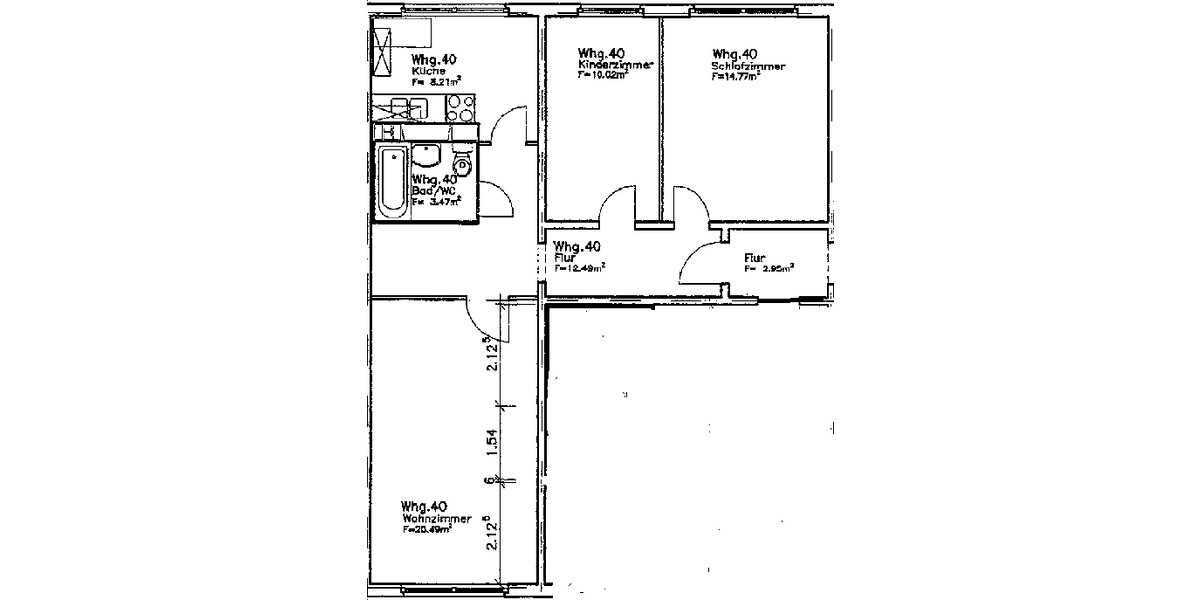Etagenwohnung Neubrandenburg Datzeberg - 3 Zimmer, 69 m&sup2;, 278&euro; | Angebot:26675540