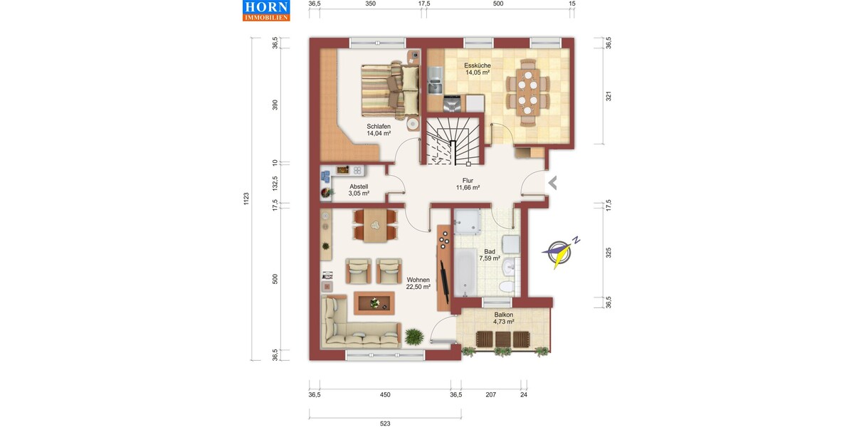 HORN IMMOBILIEN++ Neubrandenburg, schöne 3-Raum Eigentumswohnung mit Carport, Einbauküche und Balkon -nicht vermietet- - Maisonettenwohnung Neubrandenburg | Angebot:27095999